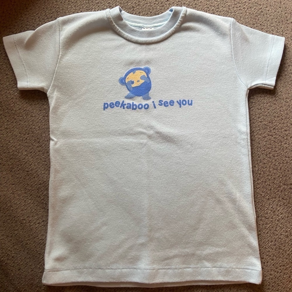 Baby First’s Peekaboo I see you shirt short sleeve t-shirt light blue 2T